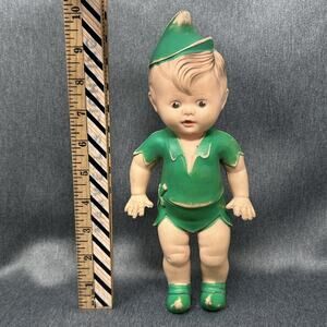 Vintage 1950s Walt Disney Peter Pan 10" Squeaker Doll Sun Rubber Co AS-IS Figure